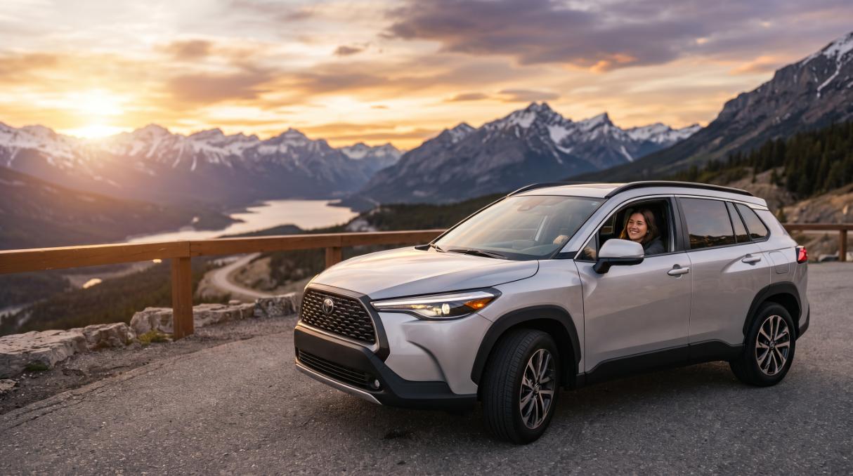 Student driver parked at scenic overlook after completing driving lesson